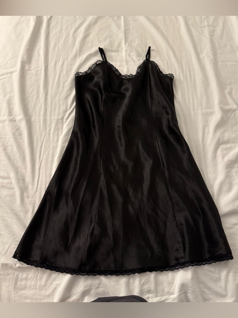 Erika Taylor Black lace trim slip dress Size S
